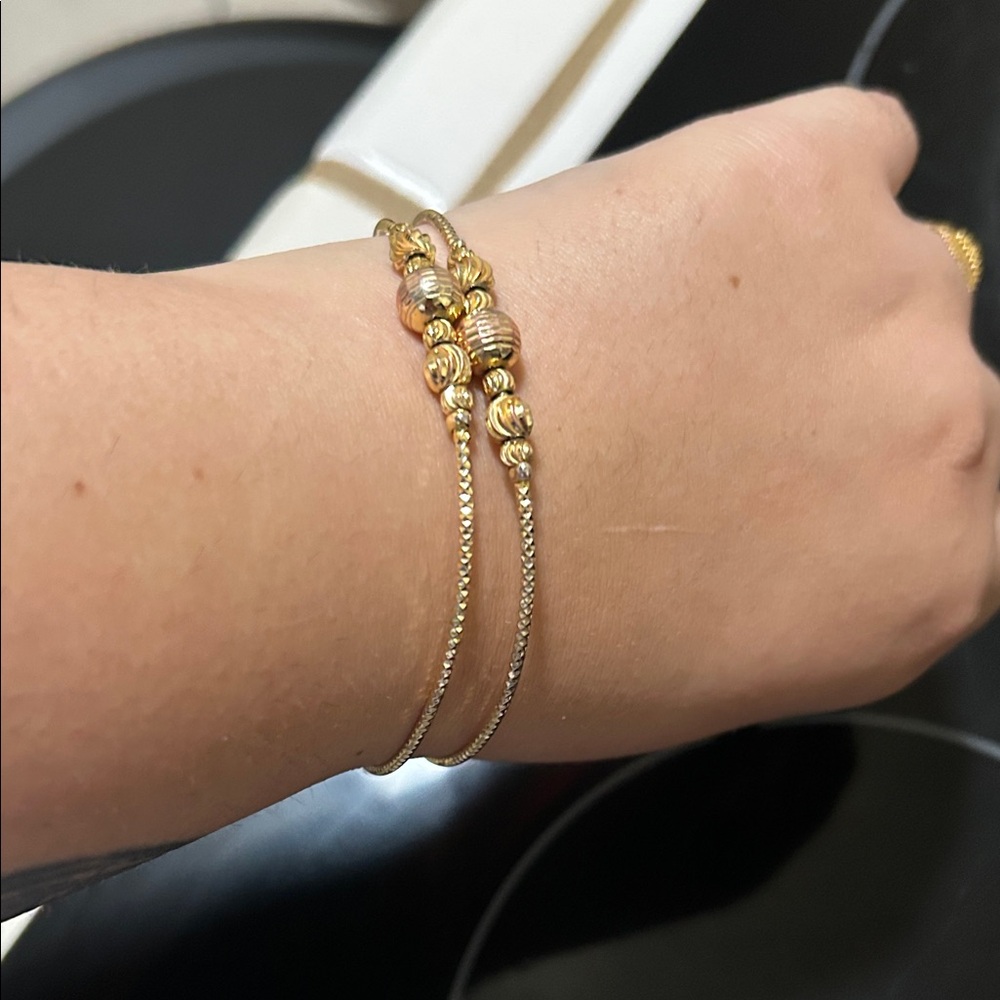 2 Elegant Gold and Silver Beaded Bracelet